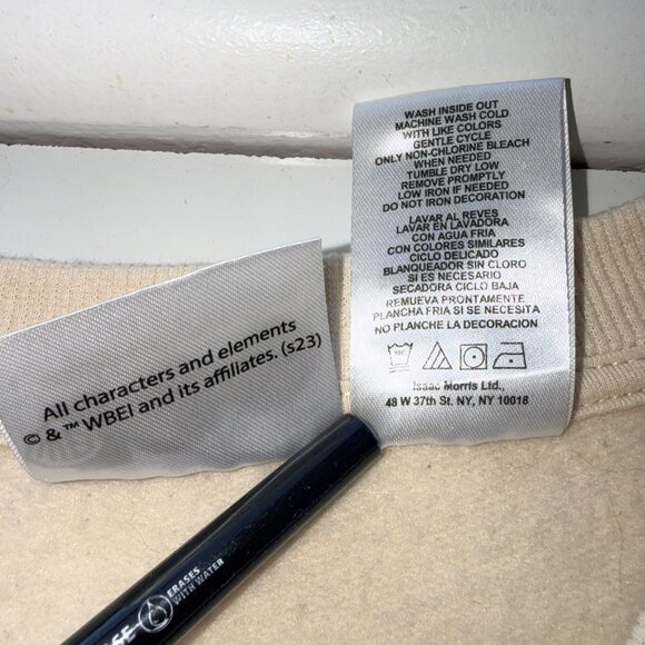 Warner Bros Sweatshirt M Beige Cotton Blend Flintstones Graphic Crewneck - Picture 10 of 10